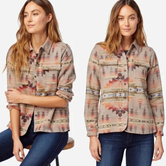 Pendleton jacquard Wool Shacket Board shirt Aztec Southwestern tunic Jacket XL - Picture 1 of 13